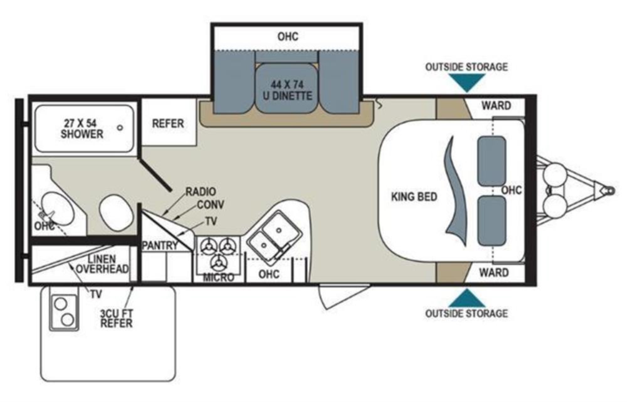 View Floor Plan for 2016 DUTCHMEN AEROLITE 213RBSL