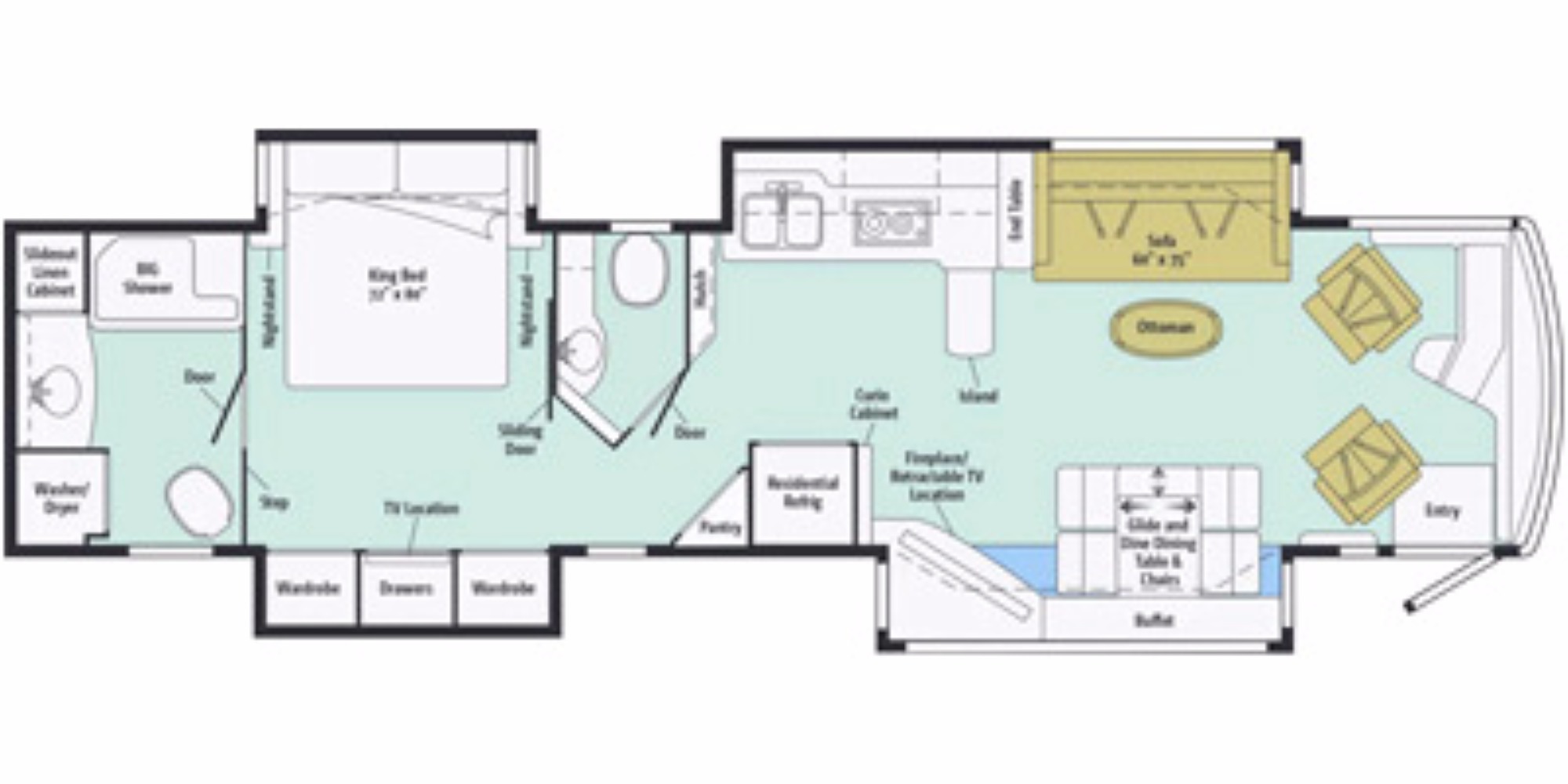 View Floor Plan for 2016 WINNEBAGO GRAND TOUR 42HL