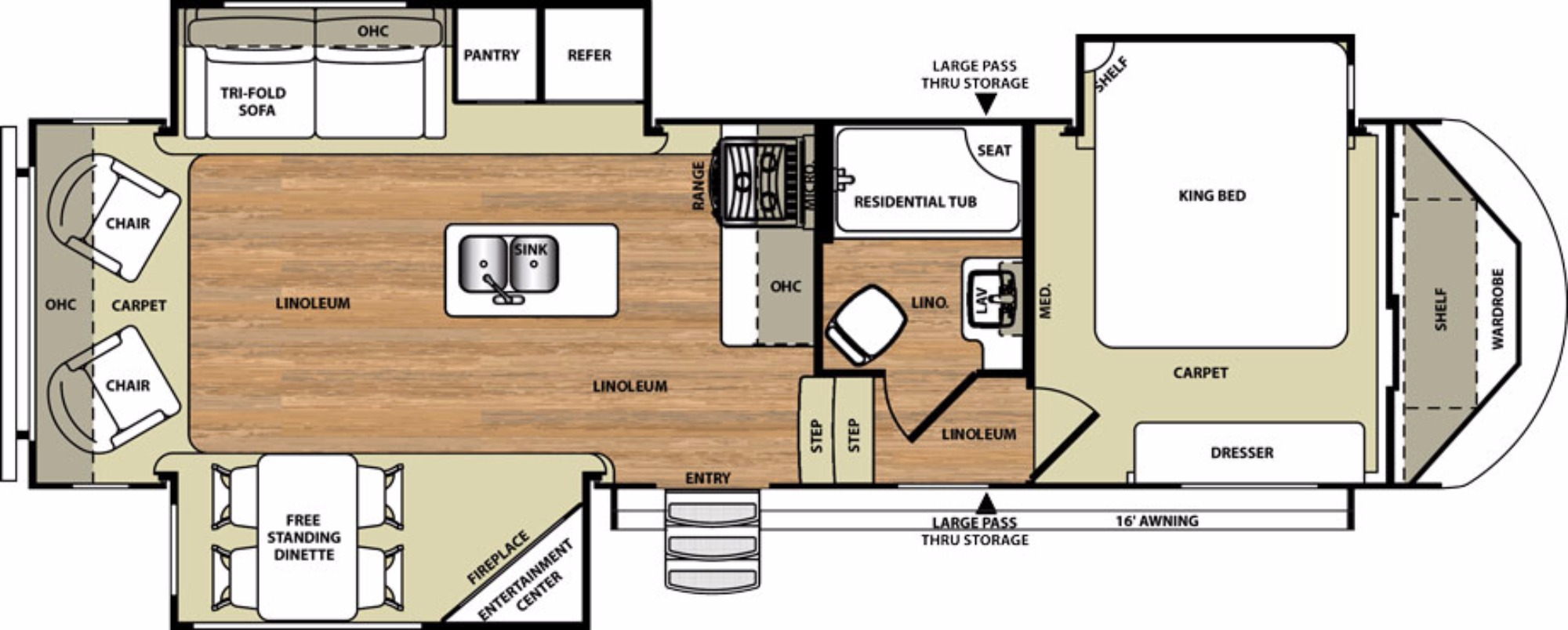 View Floor Plan for 2016 FOREST RIVER WILDWOOD HERITAGE GLEN 286RL