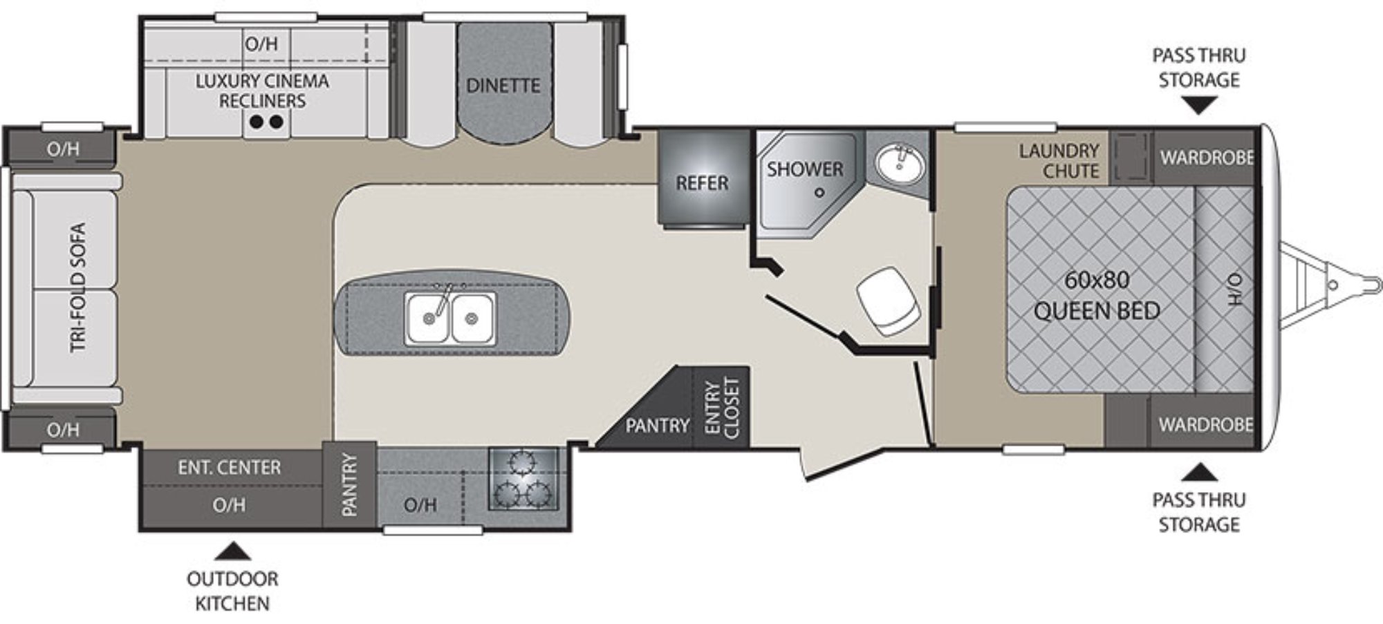 View Floor Plan for 2016 KEYSTONE PREMIER 30RI