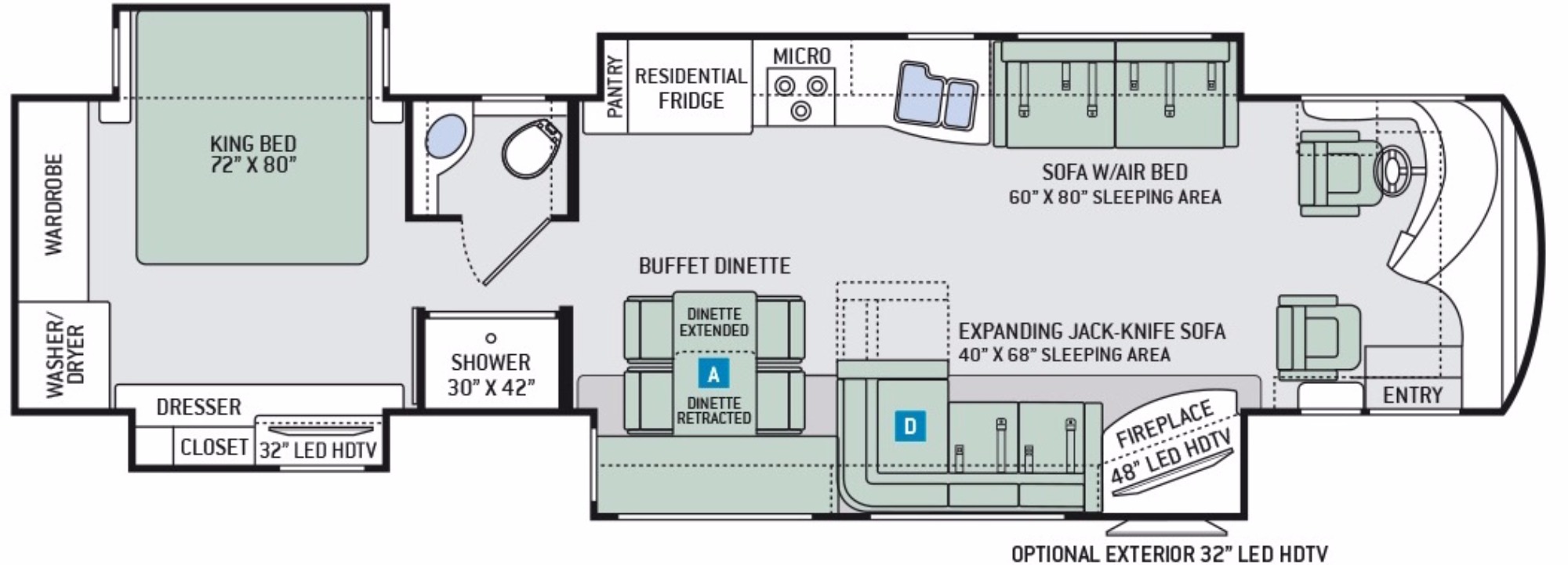 View Floor Plan for 2016 THOR TUSCANY XTE 40GQ
