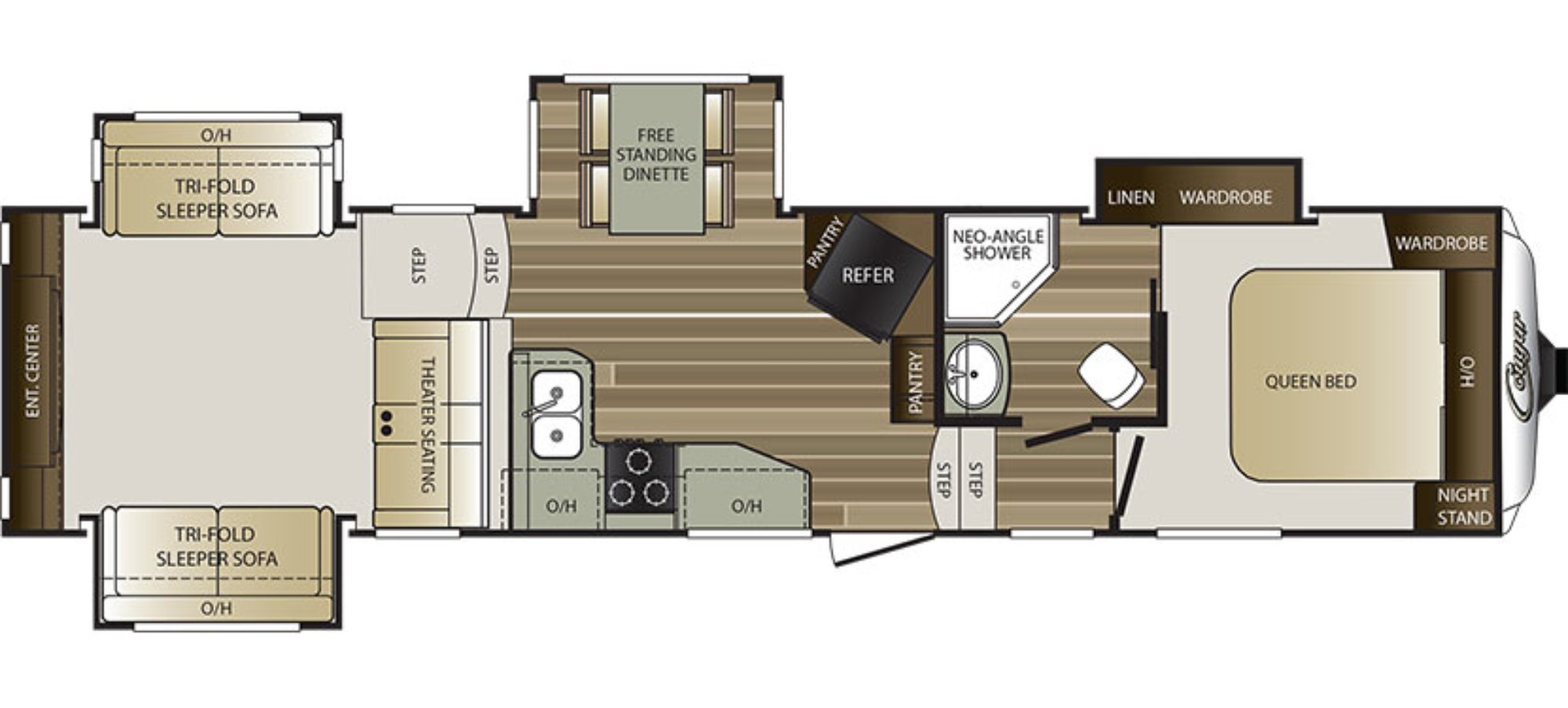 View Floor Plan for 2016 KEYSTONE COUGAR 326RDS