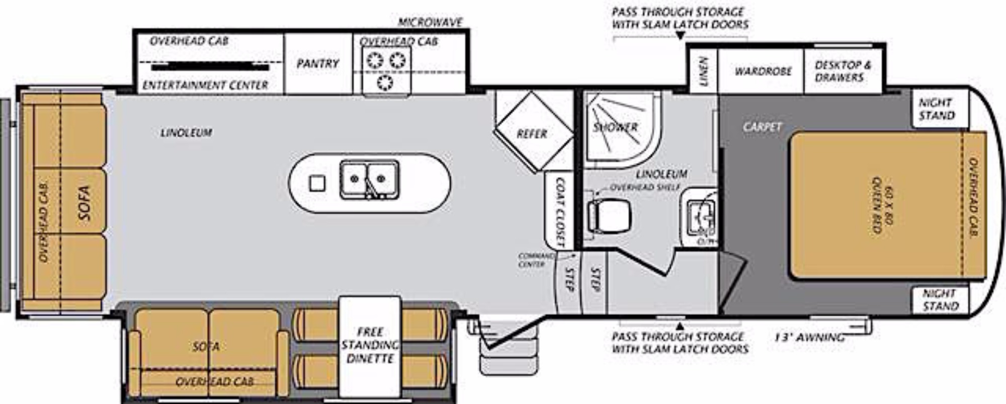 View Floor Plan for 2016 FOREST RIVER WILDCAT 295RSX