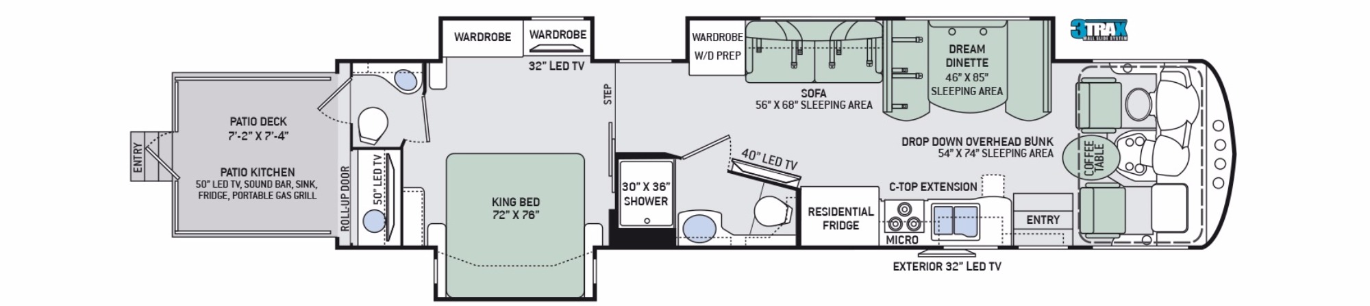 View Floor Plan for 2016 THOR OUTLAW 38RE