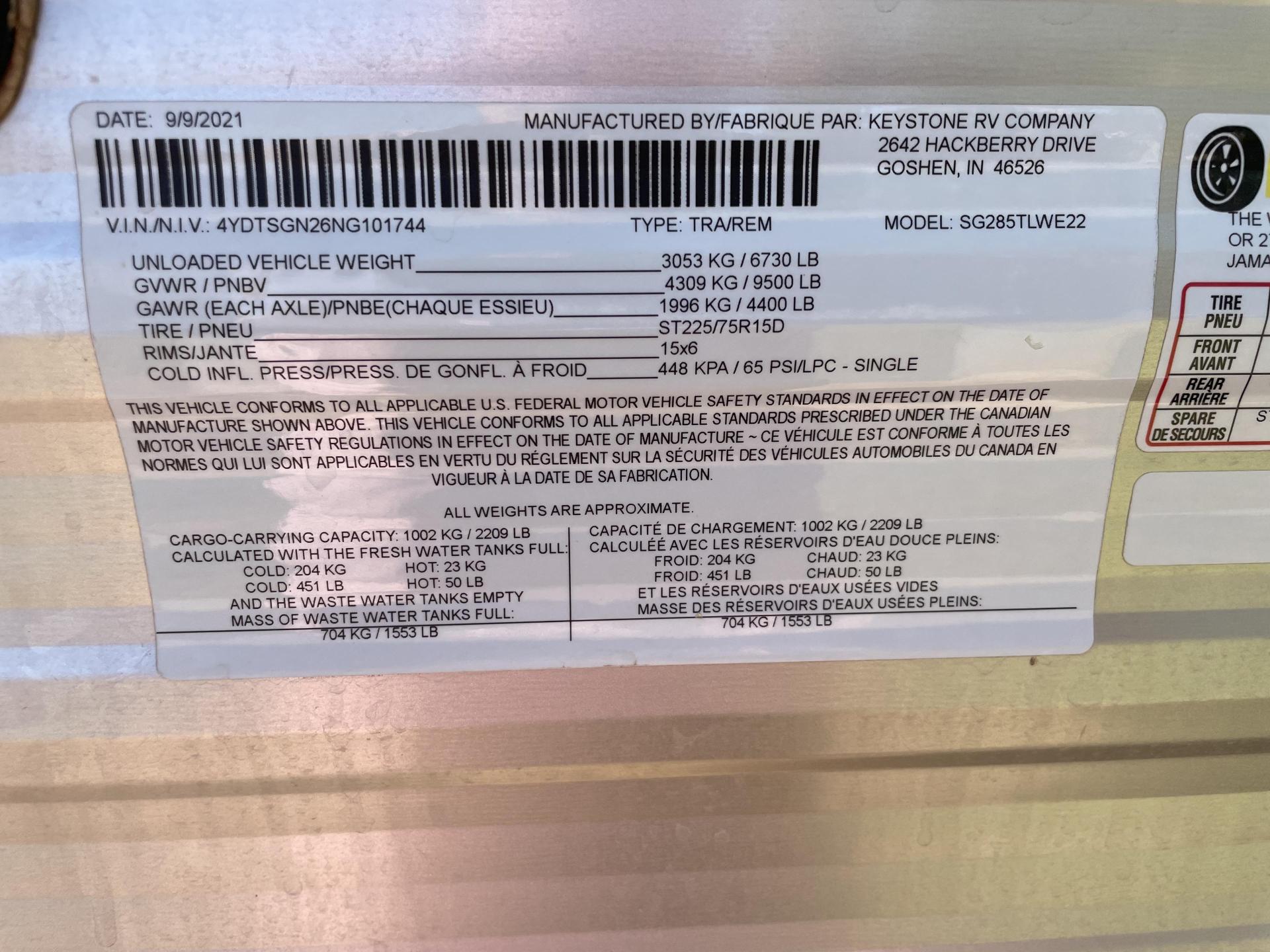 2022 KEYSTONE SPRINGDALE SG285TLWE22