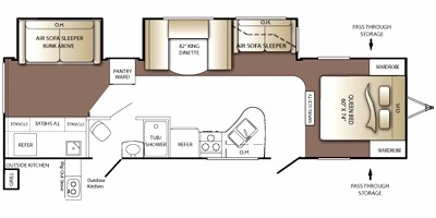 View Floor Plan for 2011 KEYSTONE OUTBACK 312BH