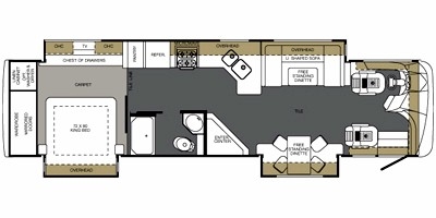 View Floor Plan for 2011 FOREST RIVER BERKSHIRE 360FWS