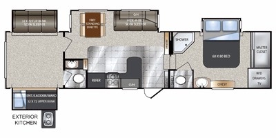 View Floor Plan for 2012 KEYSTONE AVALANCHE 345TG