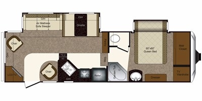 View Floor Plan for 2011 KEYSTONE LAREDO 266RL
