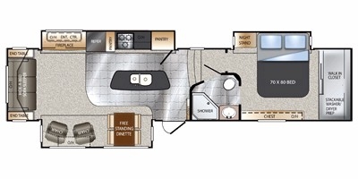 View Floor Plan for 2014 KEYSTONE ALPINE 3600RS