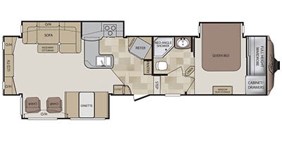 View Floor Plan for 2014 KEYSTONE COUGAR 327RES