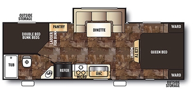 View Floor Plan for 2015 FOREST RIVER GREY WOLF 23DBH
