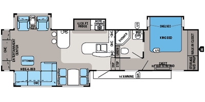 View Floor Plan for 2014 JAYCO PINNACLE 36REQS