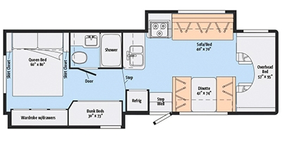 View Floor Plan for 2014 WINNEBAGO MINNIE WINNIE 31H