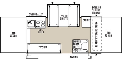 View Floor Plan for 2015 FOREST RIVER FLAGSTAFF CLASSIC 625D