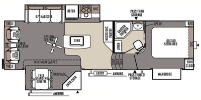 View Floor Plan for 2015 FOREST RIVER ROCKWOOD SIGNATURE ULTRA LITE 8289WS