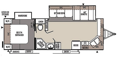 View Floor Plan for 2015 FOREST RIVER ROCKWOOD ULTRA LITE 2608WS