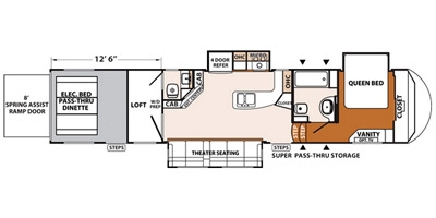 View Floor Plan for 2015 FOREST RIVER XLR THUNDERBOLT 375AMP