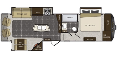 View Floor Plan for 2016 KEYSTONE ALPINE 3100RL