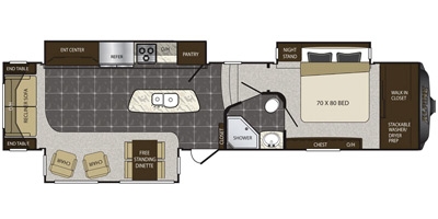 View Floor Plan for 2016 KEYSTONE ALPINE 3600RS