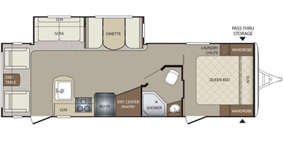 View Floor Plan for 2016 KEYSTONE BULLET 269RLS