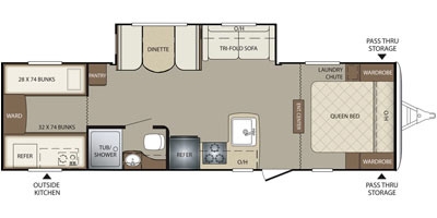 View Floor Plan for 2016 KEYSTONE BULLET 287QBS