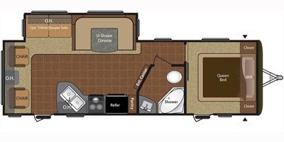 View Floor Plan for 2016 KEYSTONE HIDEOUT 26RLS