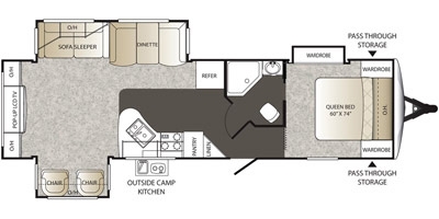 View Floor Plan for 2016 KEYSTONE OUTBACK 298RE