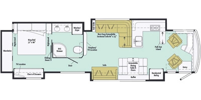 View Floor Plan for 2015 WINNEBAGO TOUR 42HD